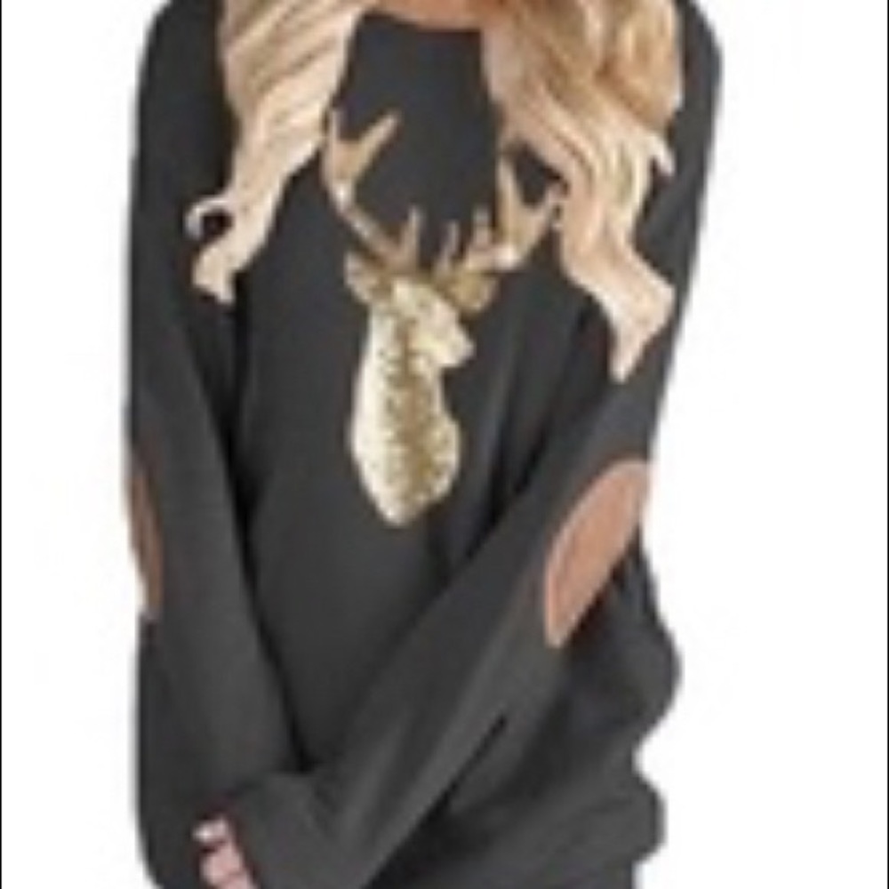 Leo Rosi women’s gold glitter reindeer shirt